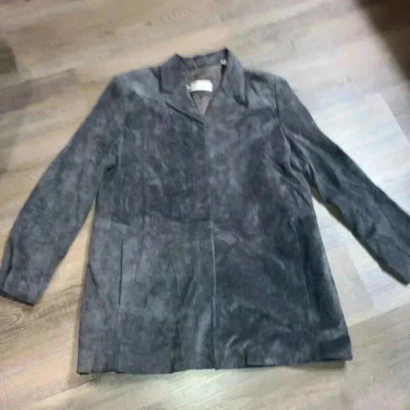 Valerie Steven’s 3/4 Length Dark Gray Suede Leather Coat Women’s Sz XL - Picture 1 of 8